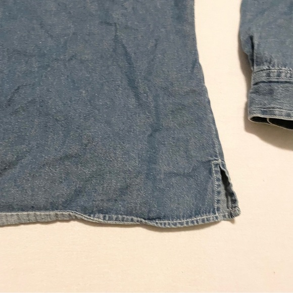 Cabin Creek Long Sleeve Button Up Denim Jeans Shirt Womens Size L Petites - Picture 14 of 16